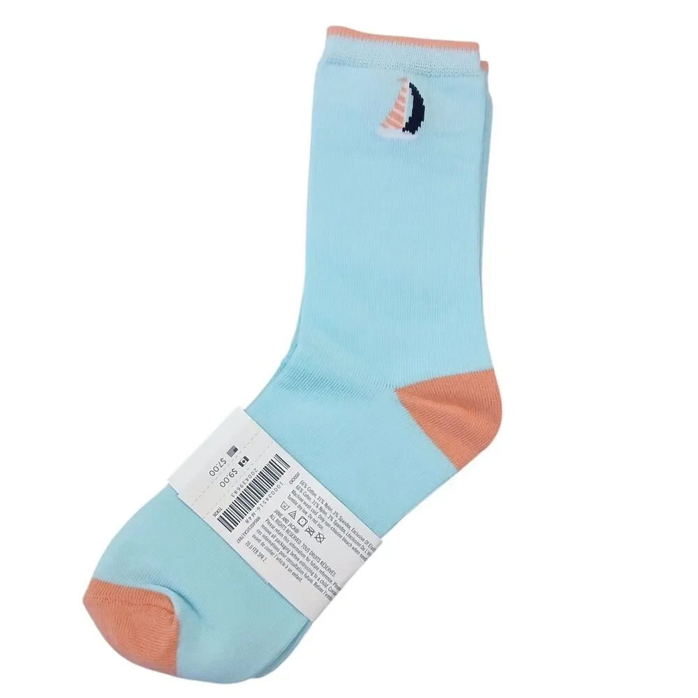 Janie And Jack Size 6-8 Socks Sail Boat Blue Shoe Size 12-2 NWT